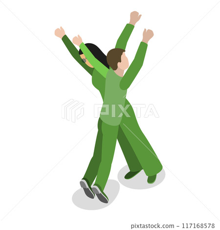 3D Isometric Flat Vector Set of English Alphabet with People, ABC Letters. Item 4 117168578