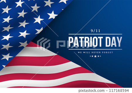 Patriot Day memorial design with US flag and solemn text 117168594