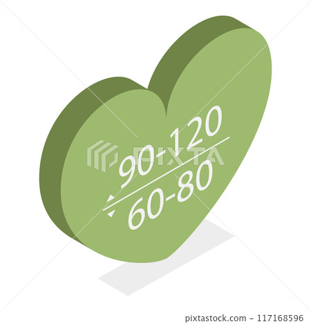 3D Isometric Flat Vector Illustration of Blood Pressure Chart, Ranges of Low, Healthy, Pre-high and High. Item 2 3D Isometric Flat Vector Illustration of Blood Pressure Chart, Ranges of Low, Healthy, Pre-high and High. Item 2 117168596