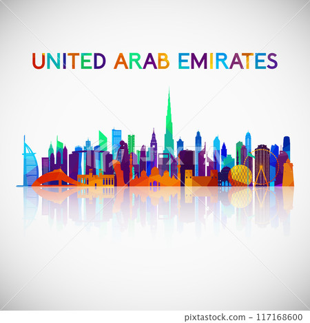 United Arab Emirates skyline silhouette in colorful geometric style. 117168600