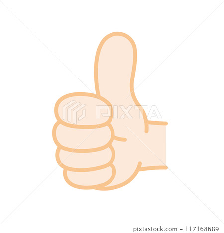 Vector illustration of a hand sign that means "like." You can change the line width of the vector data. 117168689