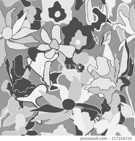 This stylish black and white floral pattern is an ideal choice for creating chic backgrounds and fashionable apparel This stylish black and white floral pattern is an ideal choice for creating chic backgrounds and fashionable apparel 117168720