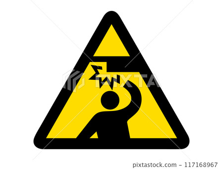 小心你的頭 一個人撞到頭的地方有一個黃色三角形的標誌插圖 警告標記 圖標素材 小心你的頭 一個人撞到頭的地方有一個黃色三角形的標誌插圖 警告標記 圖標素材 117168967