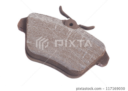 old auto brake pad isolated on white background old auto brake pad isolated on white background 117169030