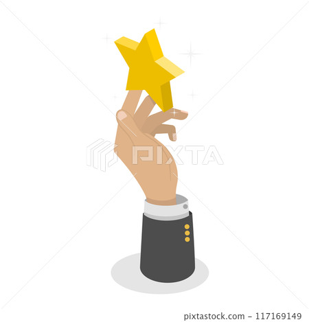 3D Isometric Flat Illustration of Hand Gesture Set, Human Hands Holding Different Objects. Item 1 117169149