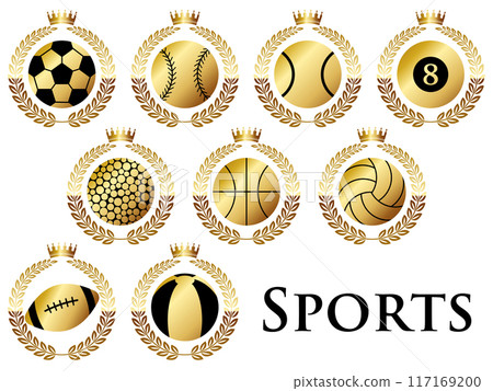 Ball emblem set of 9 Gold 117169200