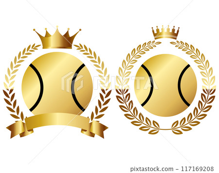 Tennis ball emblem set of 2, gold Tennis ball emblem set of 2, gold 117169208