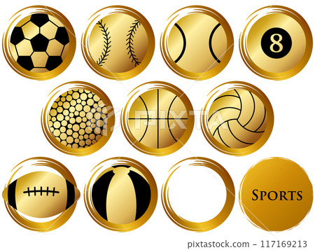 Ball icon set gold Ball icon set gold 117169213