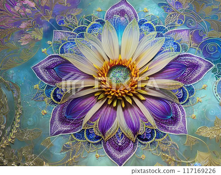 the image of a digitally enhanced photo of a lotus flower with vibrant and surreal colors the image of a digitally enhanced photo of a lotus flower with vibrant and surreal colors 117169226