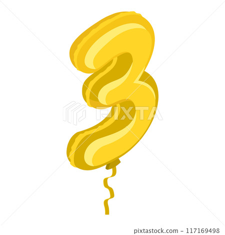 3D Isometric Flat Vector Illustration of Birthday Ballon, Golden Numbers. Item 8 3D Isometric Flat Vector Illustration of Birthday Ballon, Golden Numbers. Item 8 117169498