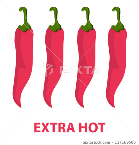 3D Isometric Flat Vector Set of Hot Chili Peppers, Foodd Spicy Levels. Item 1 3D Isometric Flat Vector Set of Hot Chili Peppers, Foodd Spicy Levels. Item 1 117169506
