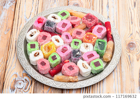 Turkish delight candy . Rahat lokum photography 117169632