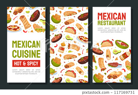 Traditional Mexican Dish Banner Design with Food Vector Template 117169731