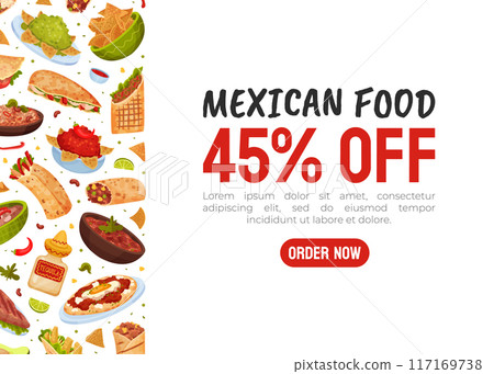 Traditional Mexican Dish Banner Design with Food Vector Template Traditional Mexican Dish Banner Design with Food Vector Template 117169738
