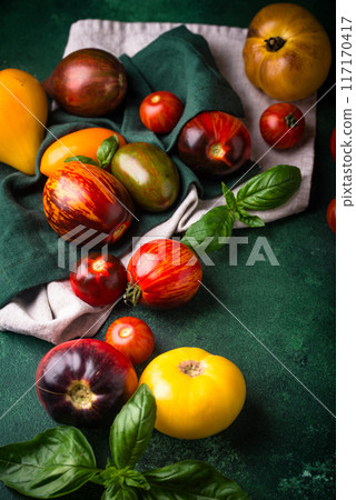 Assortment of different color tomatoes Assortment of different color tomatoes 117170417