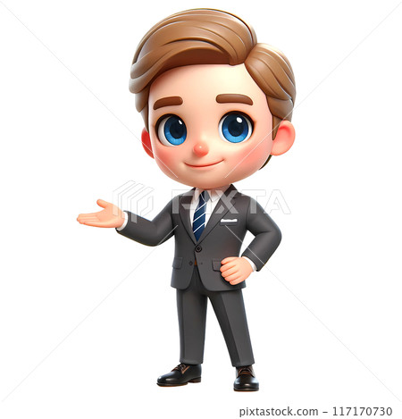 Cartoon businessman in presenting pose Cartoon businessman in presenting pose 117170730