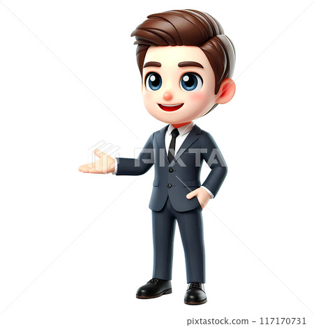 Cartoon businessman in presenting pose 117170731