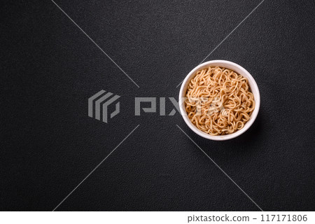 Asian dish rice noodles with salt and spices Asian dish rice noodles with salt and spices 117171806