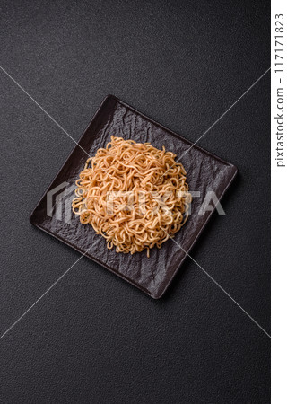 Asian dish rice noodles with salt and spices Asian dish rice noodles with salt and spices 117171823