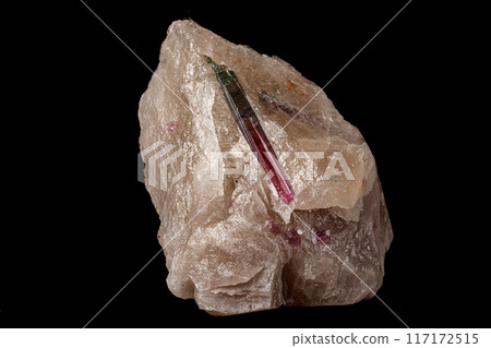 Macro stone tourmaline mineral on a black background  117172515