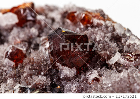 Macro stone mineral quartz Sphalerite on a white background 117172521