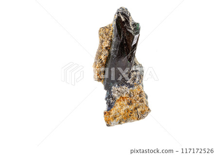 Macro stone Vivianite mineral on white background 117172526