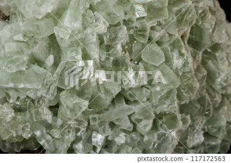 Macro stone Apophyllite mineral on black background Macro stone Apophyllite mineral on black background 117172563