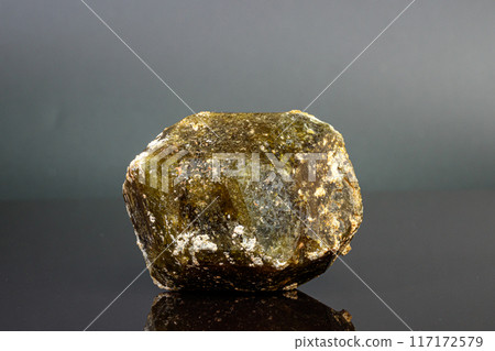 macro mineral stone Andradite on a black background macro mineral stone Andradite on a black background 117172579