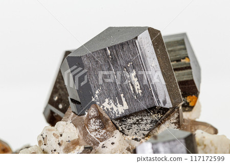 Macro tourmaline mineral stone on white background 117172599