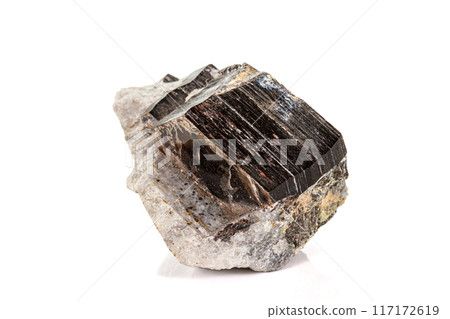 Macro of a mineral stone Vesuvianite on a white background 117172619