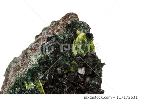 Macro stone Stannite mineral on white background Macro stone Stannite mineral on white background 117172631