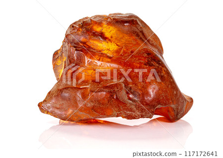 Macro stone amber mineral on white background 117172641