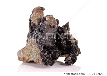 Macro stone groutite mineral on white background Macro stone groutite mineral on white background 117172650