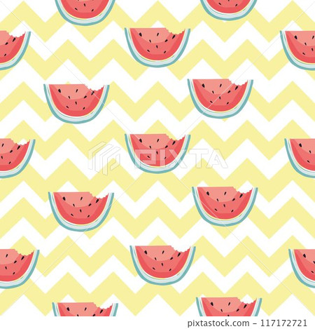 Cute seamless vector pattern with watermelon slices Cute seamless vector pattern with watermelon slices 117172721