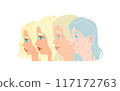 Womans life cycle set concept. Illustration of woman in different age from young to old. 117172763