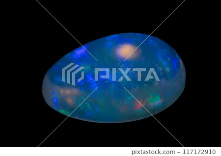 natural rainbow opal gem isolated on black background natural rainbow opal gem isolated on black background 117172910
