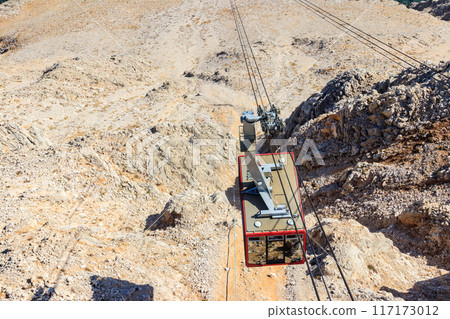 Cable car on ropeway leading to a top of Tahtali mountain in Antalya province, Turkey Cable car on ropeway leading to a top of Tahtali mountain in Antalya province, Turkey 117173012