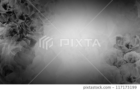 abstract black rose flowers bouquet background, nature, love, valentine, buddha, banner, template, copy space 117173199