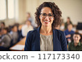 Female Professor Leading a Class 117173340