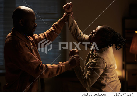 Aggressive abuser fighting with his wife Aggressive abuser fighting with his wife 117174154