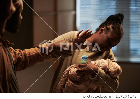 Aggressive man fighting with his wife 117174172