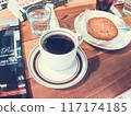 coffee on a table in a cafe 117174185