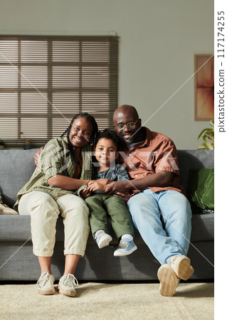 Family on soft comfortable couch 117174255