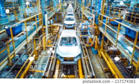 配備數位環境的下一代汽車生產線的圖像。 117174361