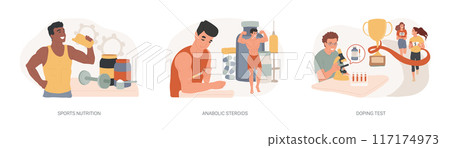 Sport drugs isolated concept vector illustration set. 117174973