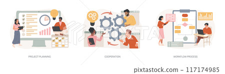 Business process isolated concept vector illustration set. Business process isolated concept vector illustration set. 117174985