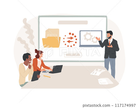 Automated data transfer isolated cartoon vector illustrations. Automated data transfer isolated cartoon vector illustrations. 117174997