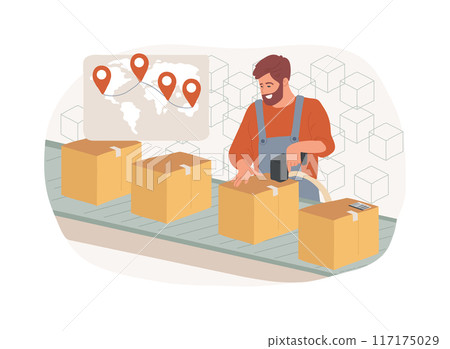 Blockchain item tracking isolated cartoon vector illustrations. 117175029