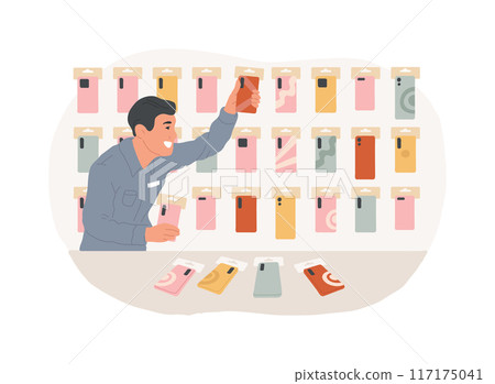 Smartphone cases isolated cartoon vector illustrations. Smartphone cases isolated cartoon vector illustrations. 117175041