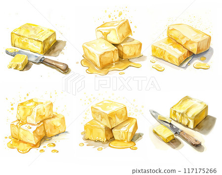 Butter watercolor illustration Generative AI 117175266